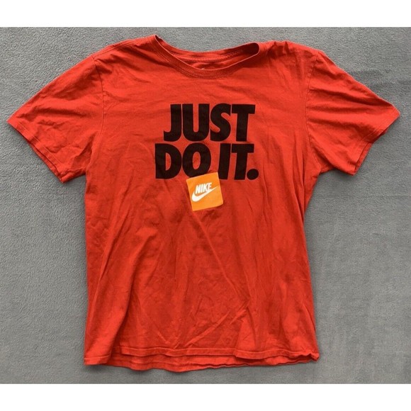 Nike Other - The Nike Tee Graphic T-Shirt Men's Size Medium Red Logo JUST DO IT Crew Neck